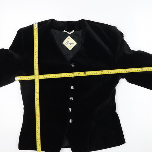 Birgitta Womens Black Velvet Tailored Blazer Size 10 Classic Elegant