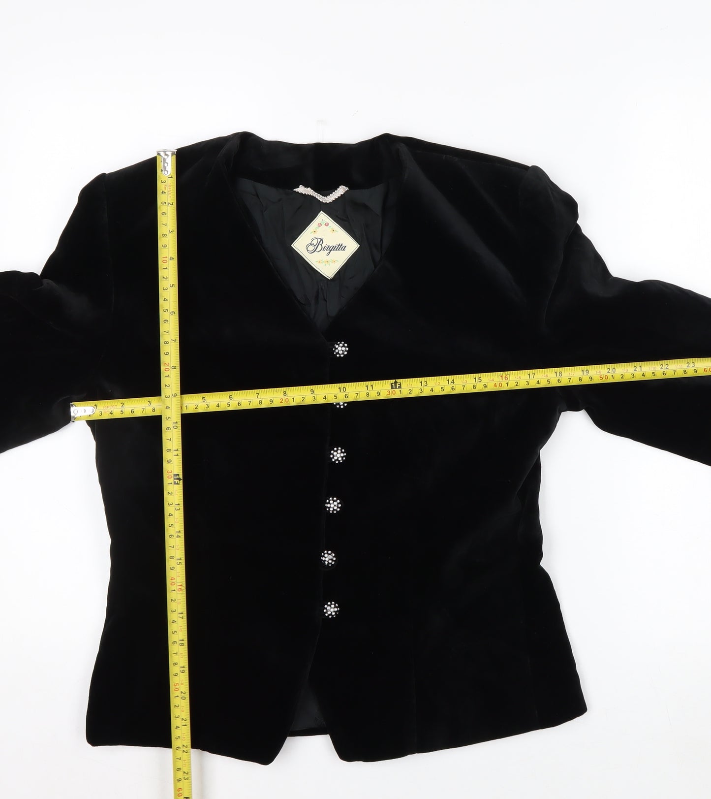 Birgitta Womens Black Velvet Tailored Blazer Size 10 Classic Elegant