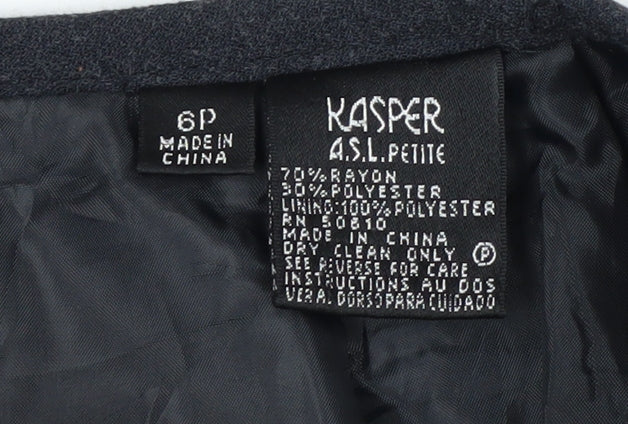 Kasper Women's Black Petite 6 Pencil Midi Skirt Lined Workwear
