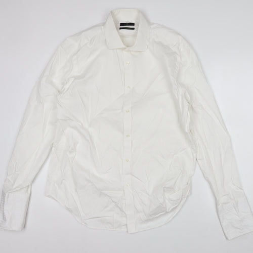 Jasper Conran Men's White 17.5in Tailored Fit Long Sleeve Cotton Dress Shirt