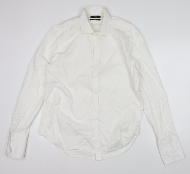 Jasper Conran Men's White 17.5in Tailored Fit Long Sleeve Cotton Dress Shirt
