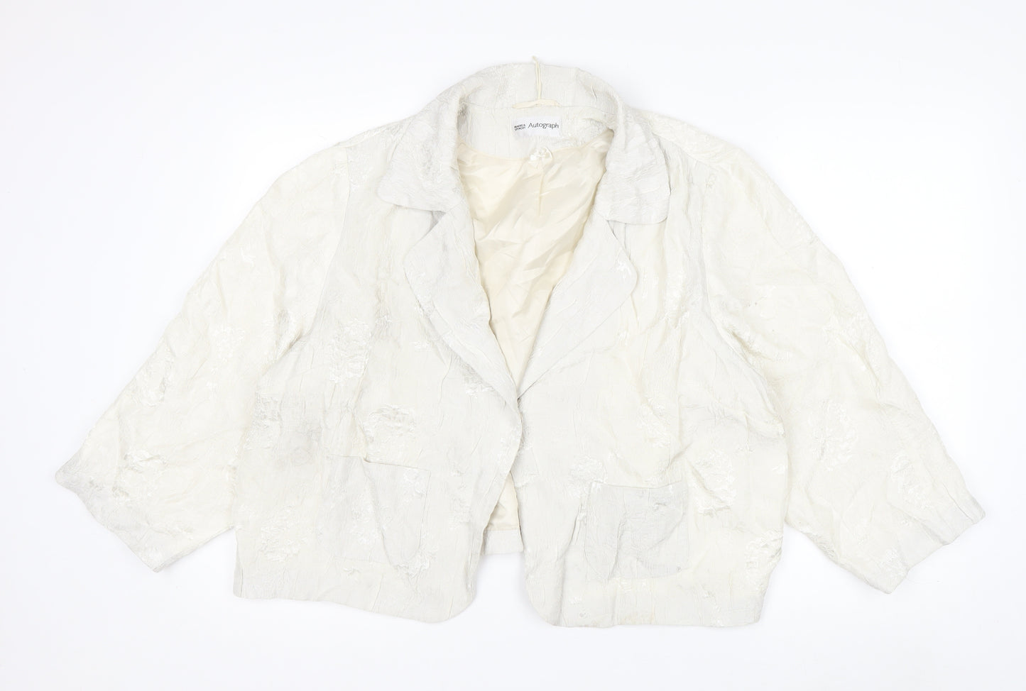 Marks and Spencer Autograph Women Ivory Textured Blazer Jacket UK 22