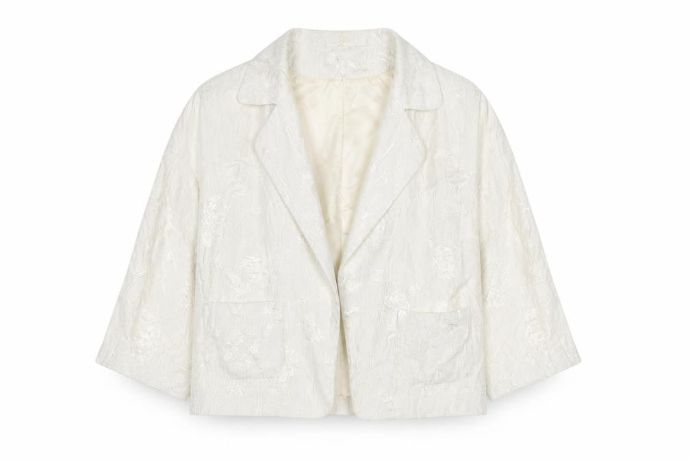 Marks and Spencer Autograph Women Ivory Textured Blazer Jacket UK 22