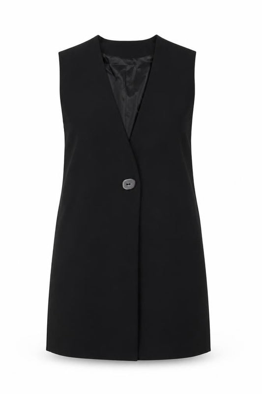 Front view of Zara Women Black Sleeveless Shift Dress, size S