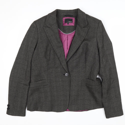Next Women’s Grey Check Single-Breasted Blazer Size 16 Regular
