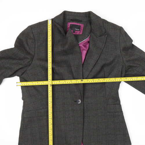 Next Women’s Grey Check Single-Breasted Blazer Size 16 Regular