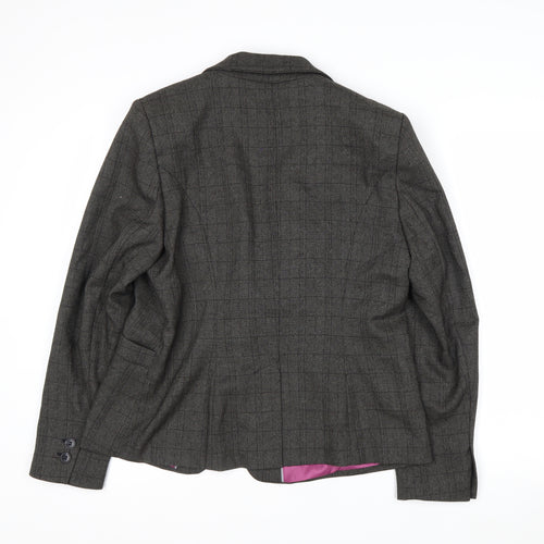 Next Women’s Grey Check Single-Breasted Blazer Size 16 Regular