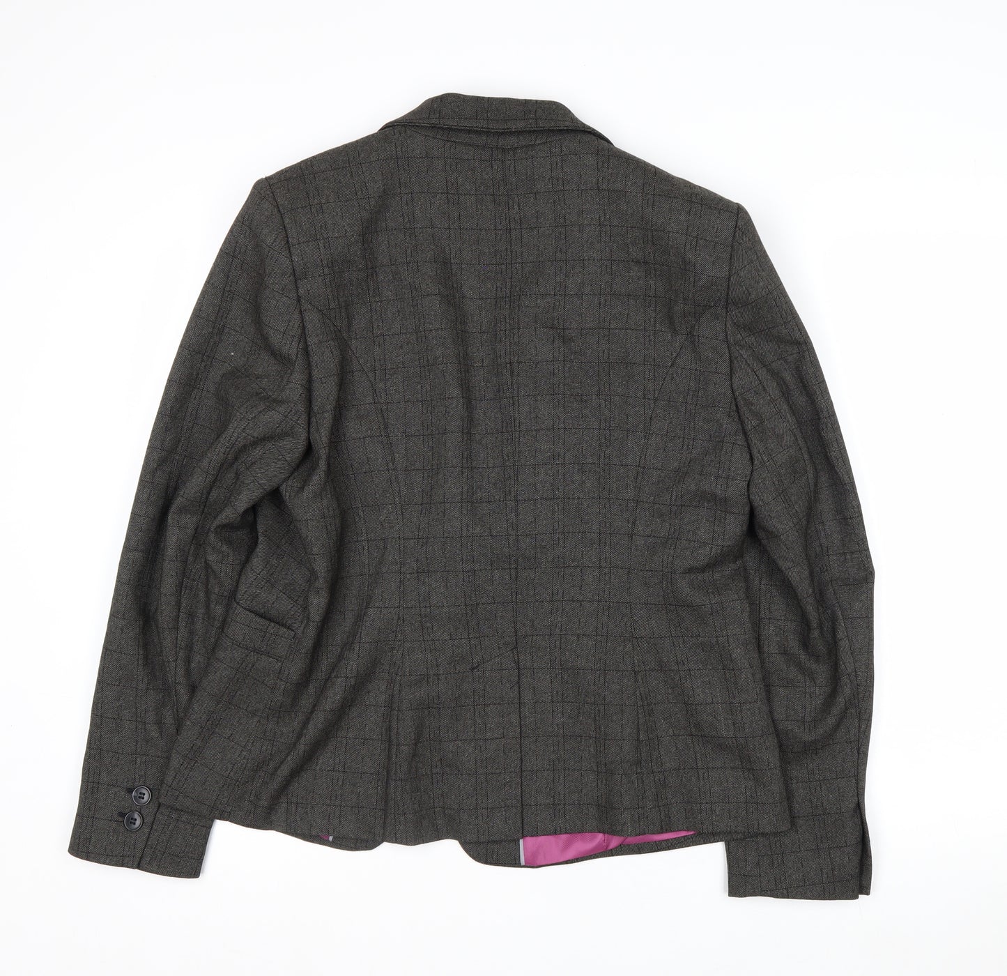 Next Women’s Grey Check Single-Breasted Blazer Size 16 Regular