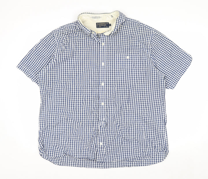 Hammond & Co Men's Blue Check Short Sleeve Button-Up Shirt XL