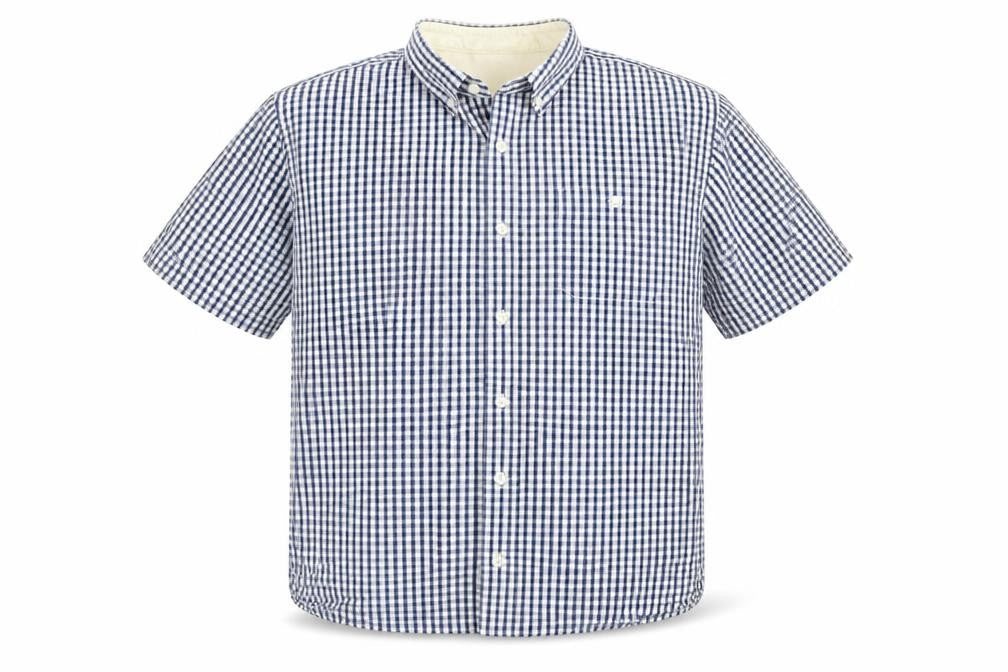 Hammond & Co Men's Blue Check Short Sleeve Button-Up Shirt XL