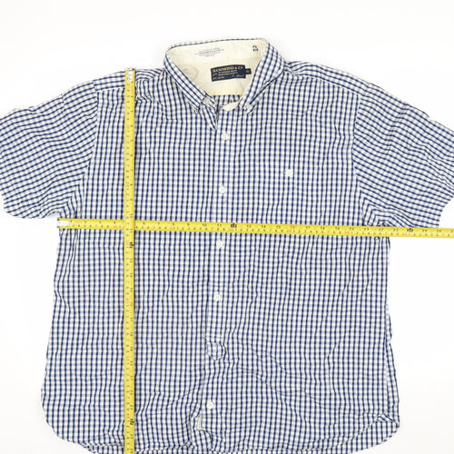 Hammond & Co Men's Blue Check Short Sleeve Button-Up Shirt XL
