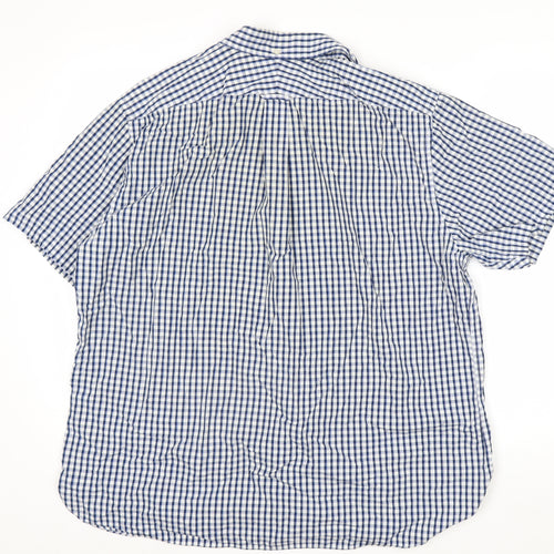 Hammond & Co Men's Blue Check Short Sleeve Button-Up Shirt XL