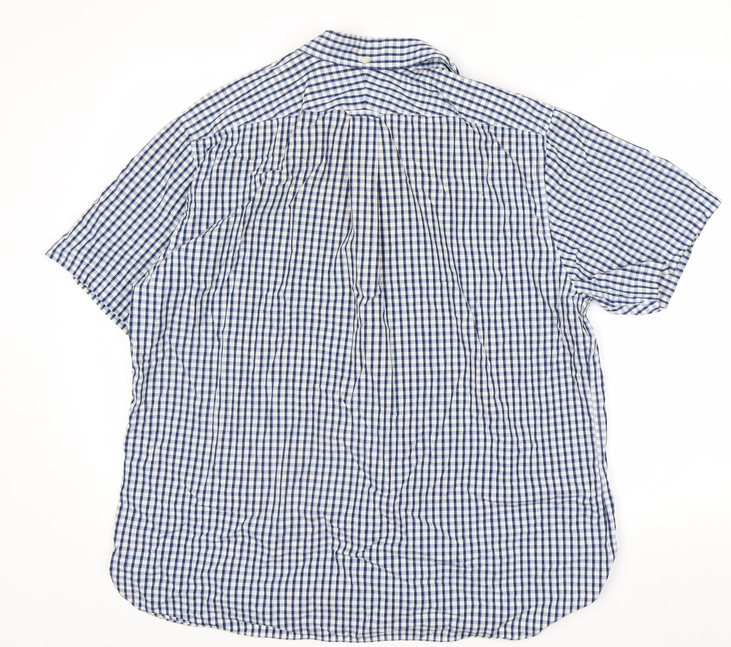 Hammond & Co Men's Blue Check Short Sleeve Button-Up Shirt XL