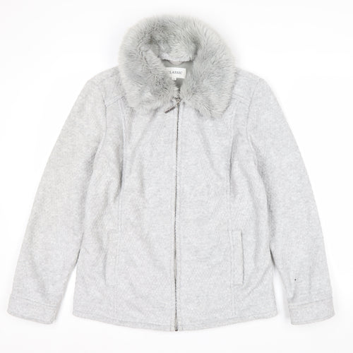 Marks and Spencer Women’s Grey Faux Fur Collar Zip Jacket Size 14