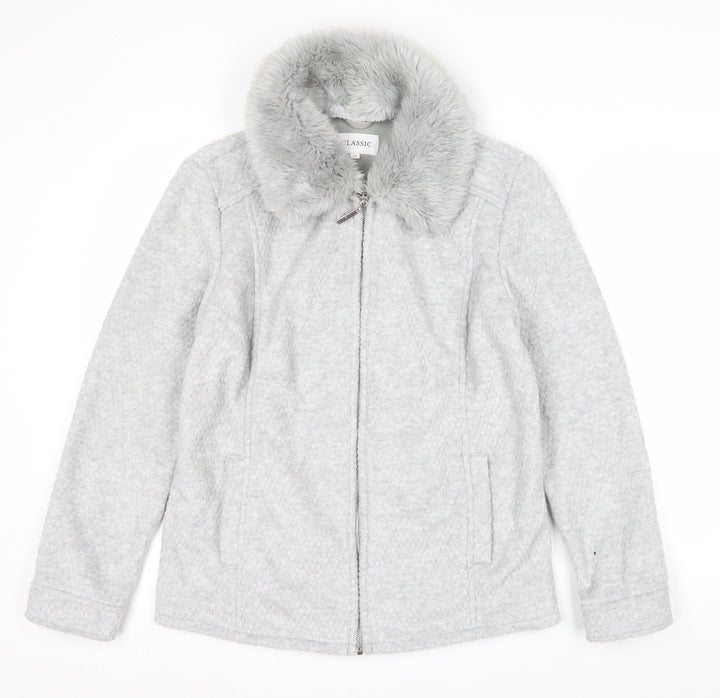 Marks and Spencer Women’s Grey Faux Fur Collar Zip Jacket Size 14