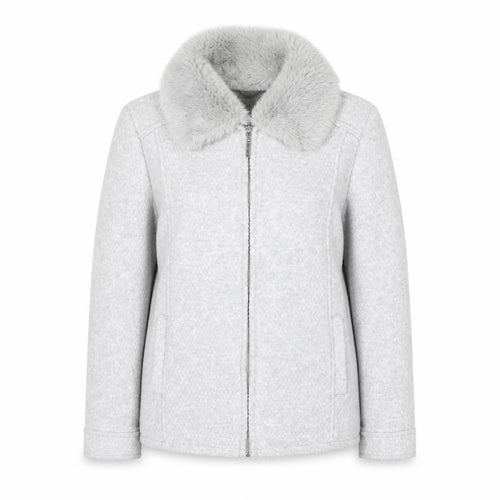 Marks and Spencer Women’s Grey Faux Fur Collar Zip Jacket Size 14