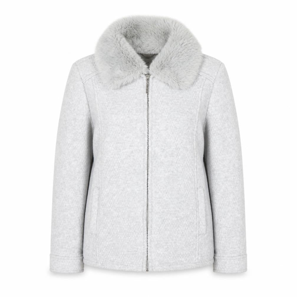 Marks and Spencer Women’s Grey Faux Fur Collar Zip Jacket Size 14