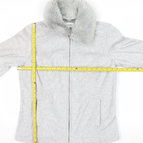 Marks and Spencer Women’s Grey Faux Fur Collar Zip Jacket Size 14