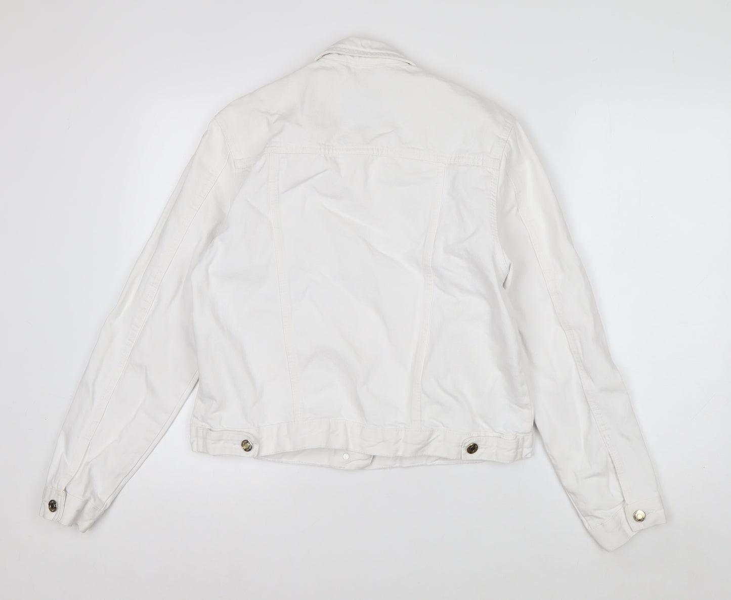 Primark Women White Cotton Basic Jacket Size 10 Casual Twill Short