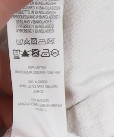 Primark Women White Cotton Basic Jacket Size 10 Casual Twill Short