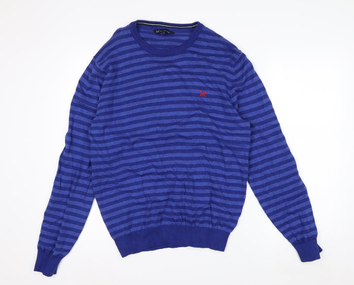 Crew Clothing Company Men's Blue Striped Cotton Jumper Size L