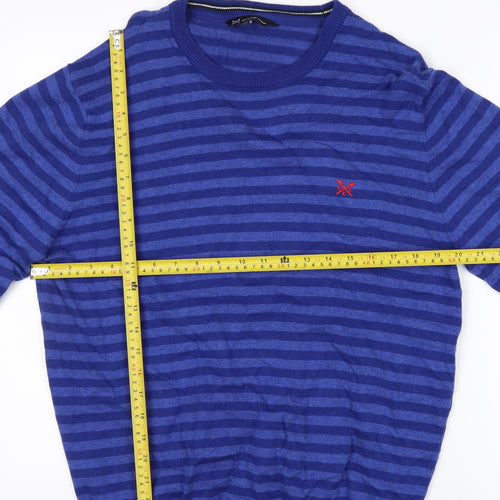 Crew Clothing Company Men's Blue Striped Cotton Jumper Size L