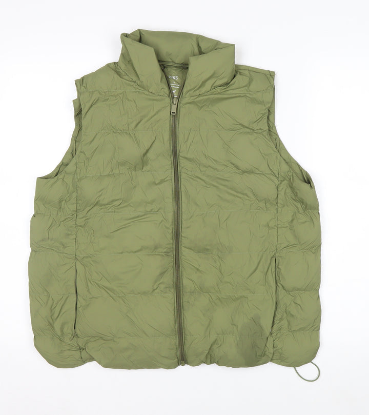 Marks and Spencer Womens Green Quilted Puffer Down Gilet Size 14