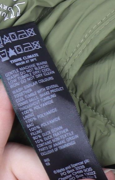 Marks and Spencer Womens Green Quilted Puffer Down Gilet Size 14