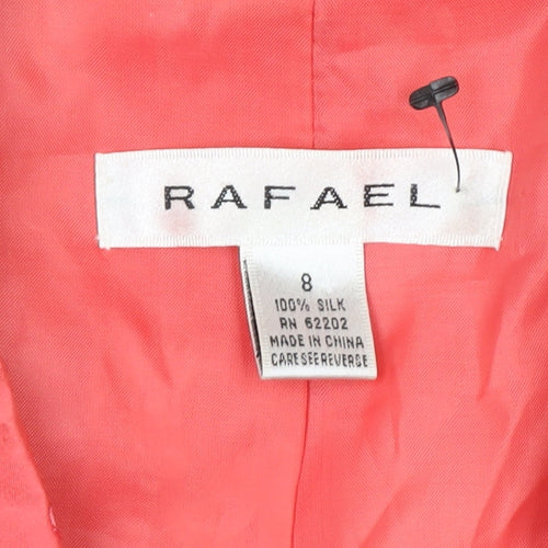 Rafael Women Pink Silk Floral Embroidered Suit Jacket Size 8