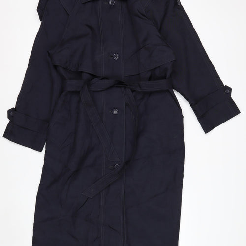 Thunder Bay Women's Blue Polyester Long Trench Coat Size 8