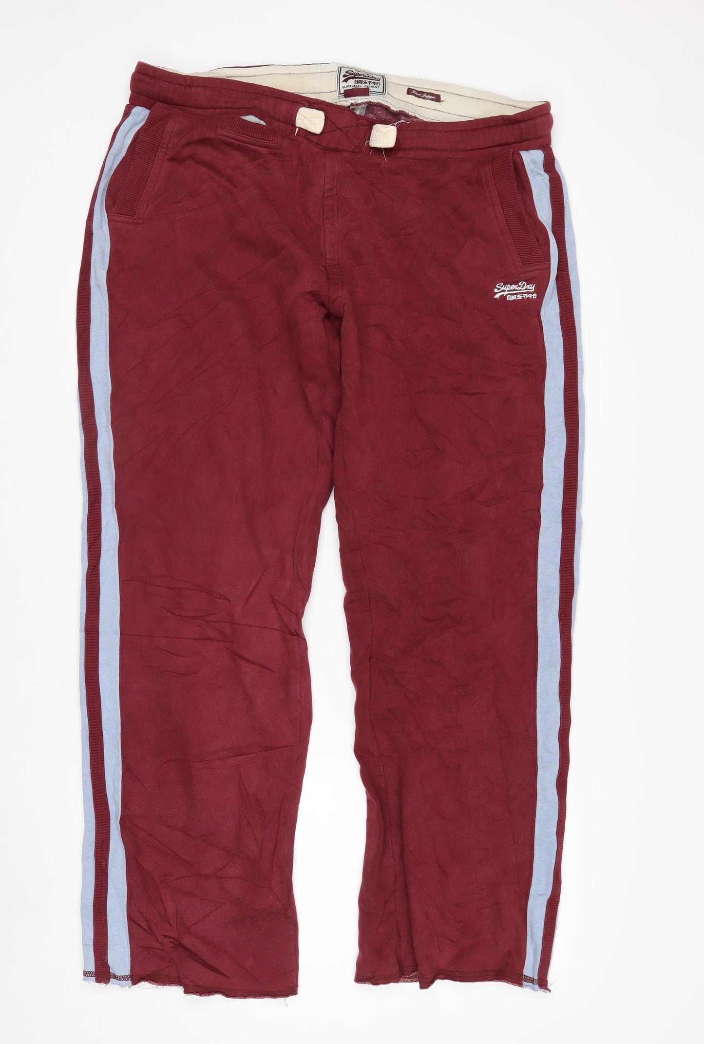 Superdry Men's Red Track Pants Large with Side Stripe
