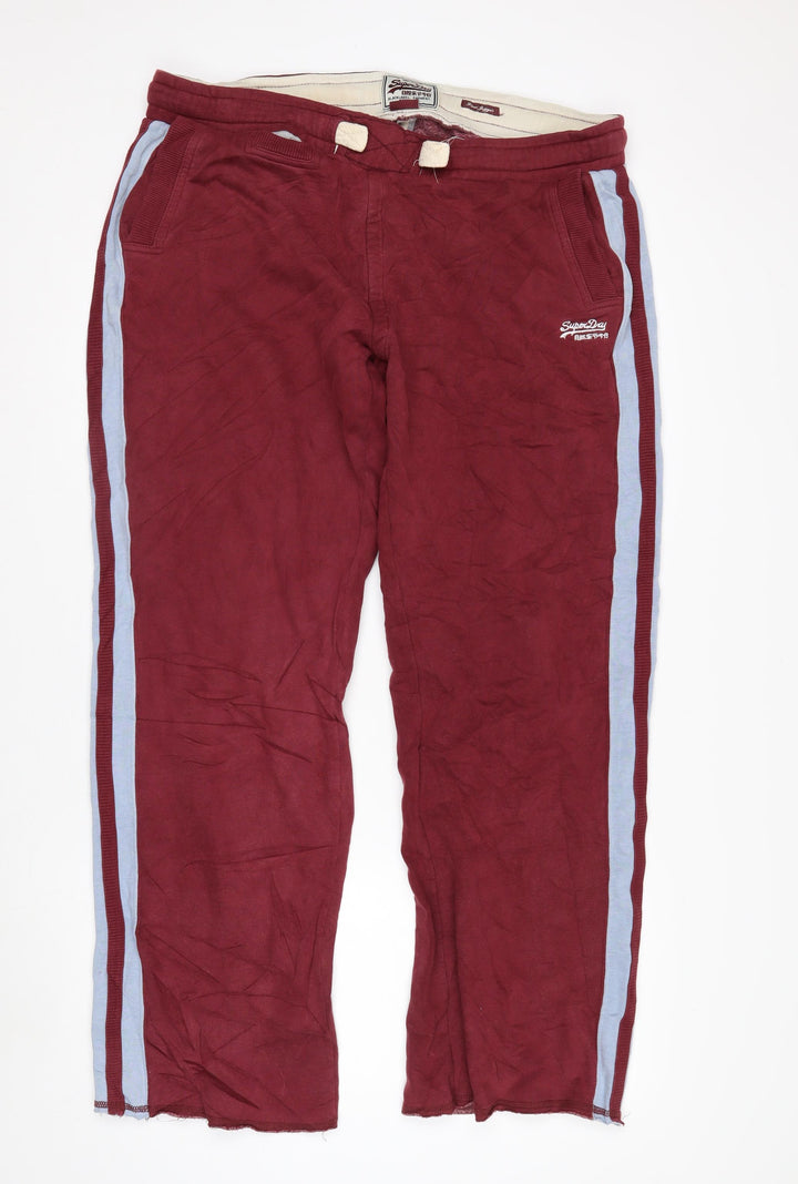 Superdry Men's Red Track Pants Large with Side Stripe
