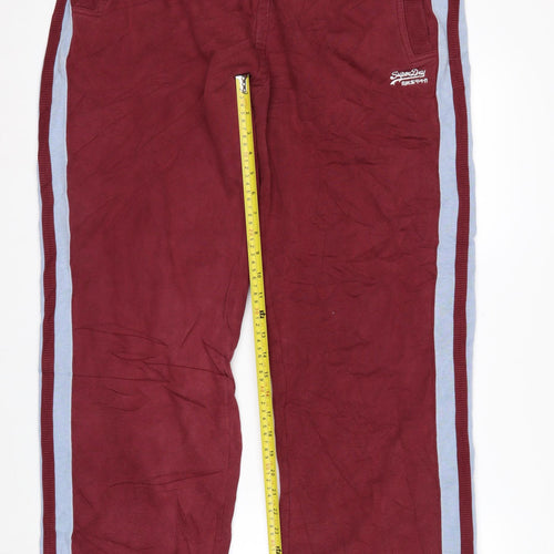 Superdry Men's Red Track Pants Large with Side Stripe