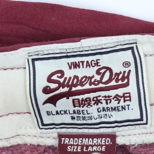 Superdry Men's Red Track Pants Large with Side Stripe