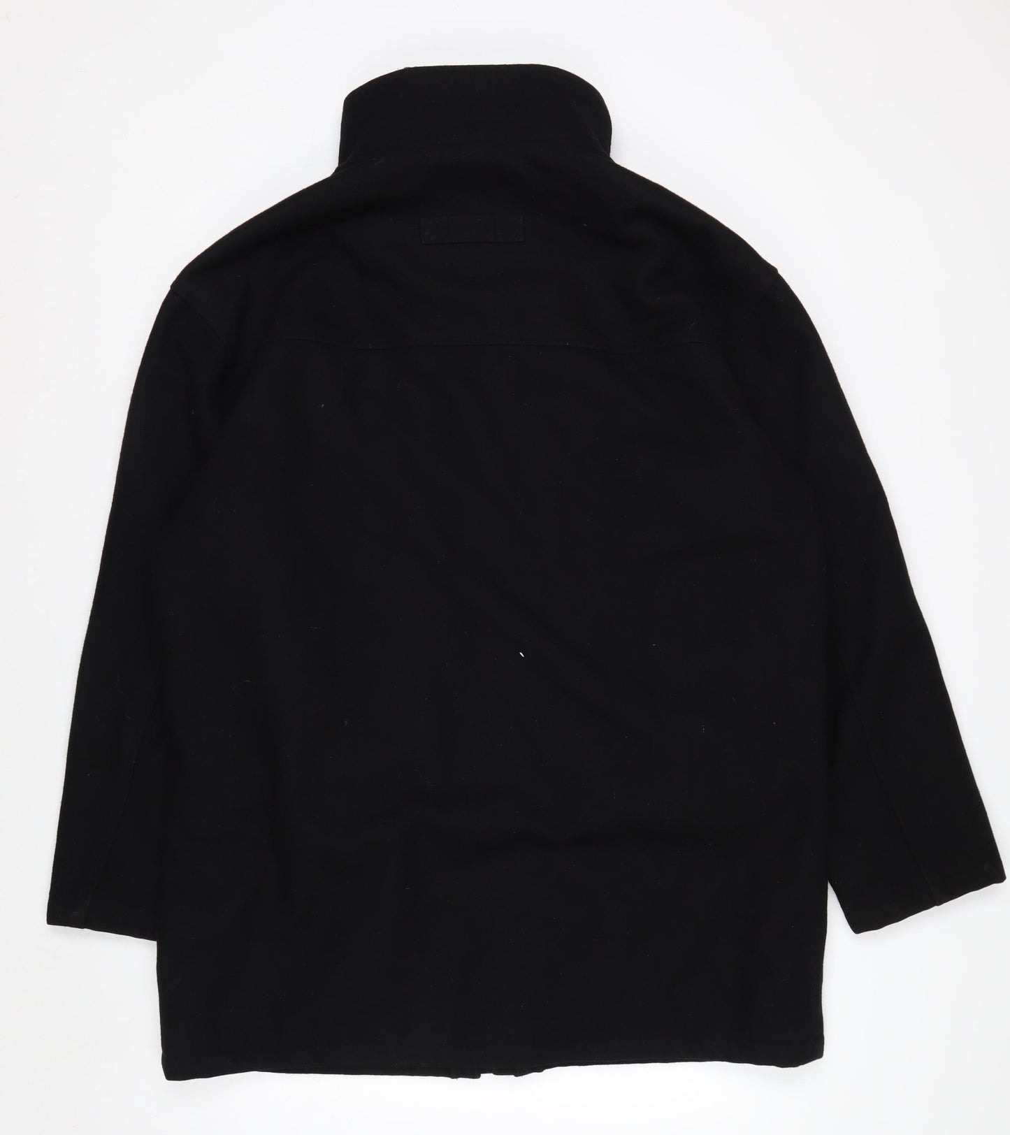 KARACOL Men's Black Wool Blend Mid-Length Overcoat XL