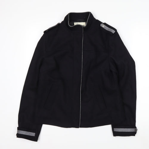 Marks and Spencer Women's Black Wool Blend Military Jacket UK 10