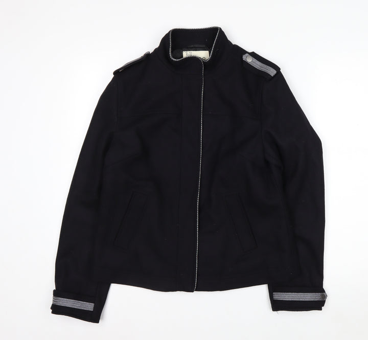 Marks and Spencer Women's Black Wool Blend Military Jacket UK 10
