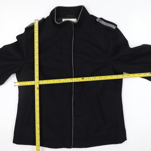 Marks and Spencer Women's Black Wool Blend Military Jacket UK 10