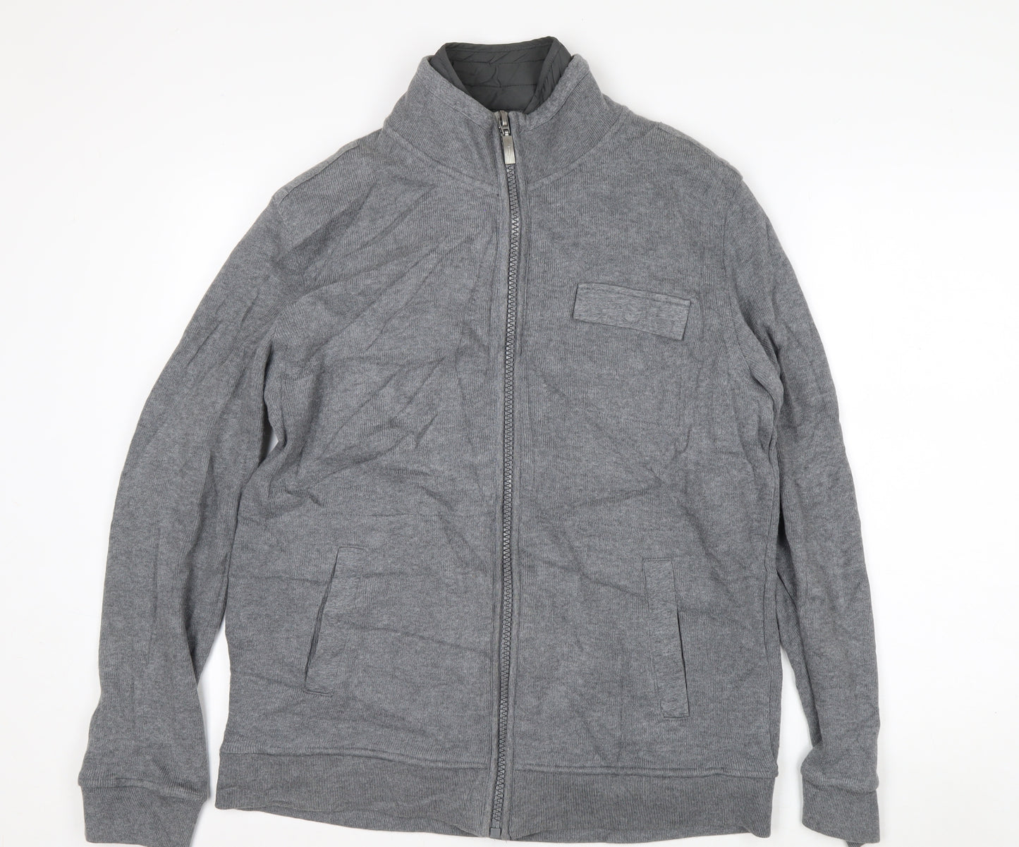 Jasper Conran Men’s Grey Full Zip High Neck Knit Jumper L
