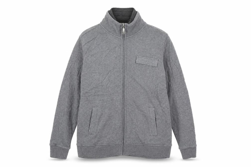 Front view of Jasper Conran Men’s Grey Full Zip High Neck Knit Jumper L