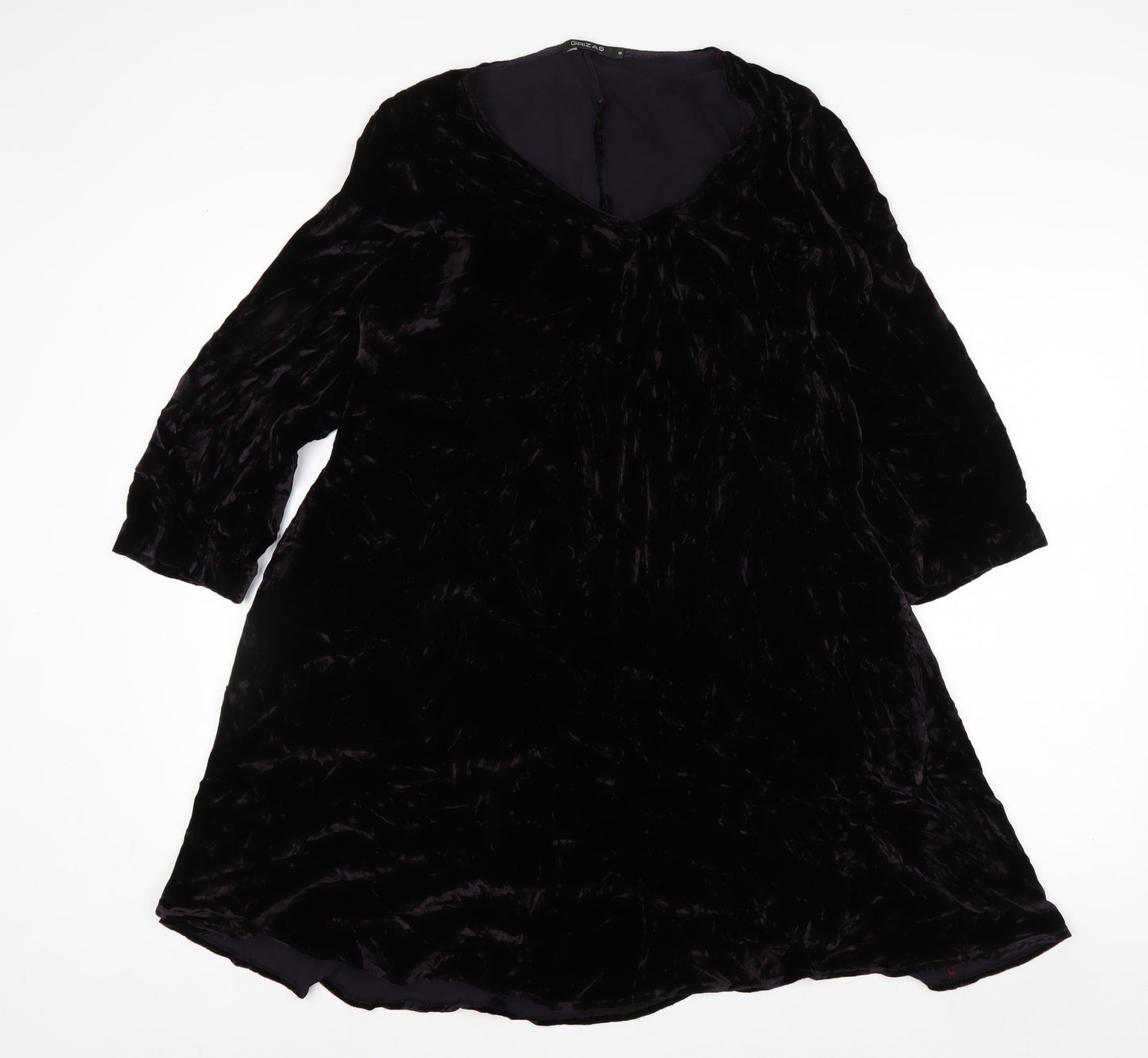 Grizas Women's Black Velvet A-Line Knee Length Dress S