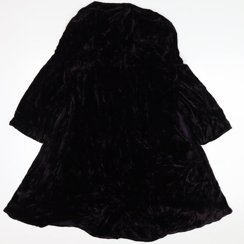 Grizas Women's Black Velvet A-Line Knee Length Dress S