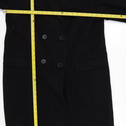 Marks and Spencer Womens Black Wool Cashmere Coat Size 16 Long Overcoat