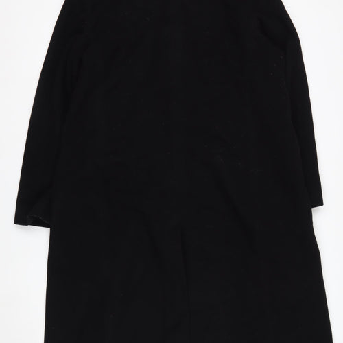 Marks and Spencer Womens Black Wool Cashmere Coat Size 16 Long Overcoat