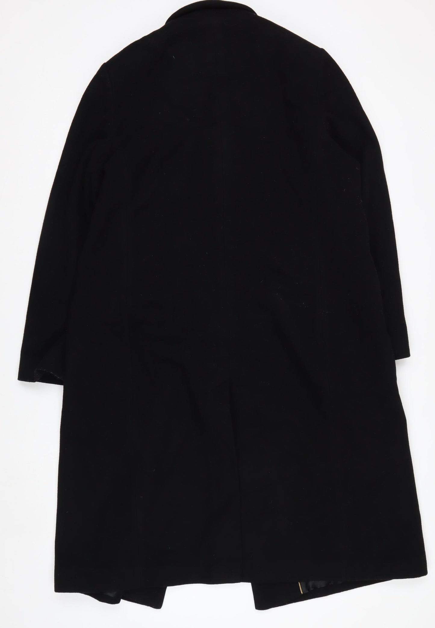 Marks and Spencer Womens Black Wool Cashmere Coat Size 16 Long Overcoat