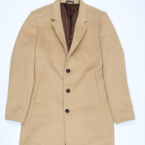Primark Men’s Beige Wool Look Overcoat L Long Formal Jacket