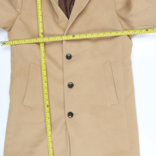 Primark Men’s Beige Wool Look Overcoat L Long Formal Jacket