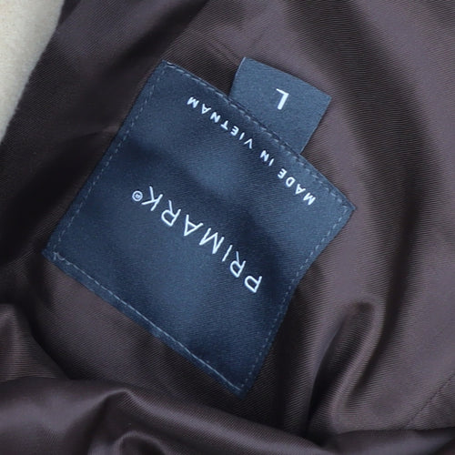 Primark Men’s Beige Wool Look Overcoat L Long Formal Jacket