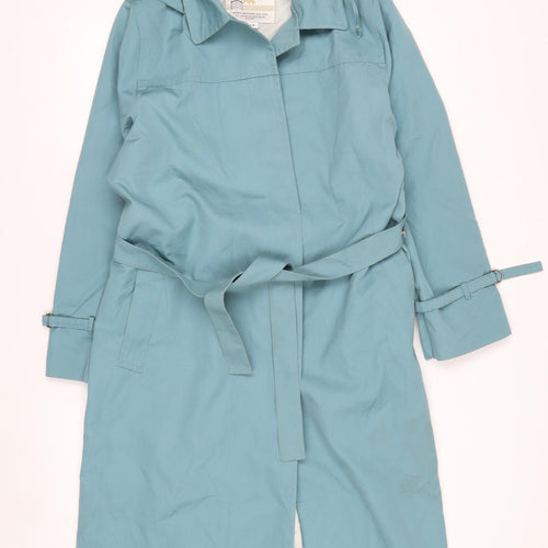 London Fog Women Blue Long Hooded Belted Trench Coat M