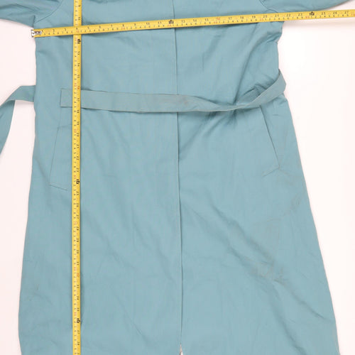 London Fog Women Blue Long Hooded Belted Trench Coat M